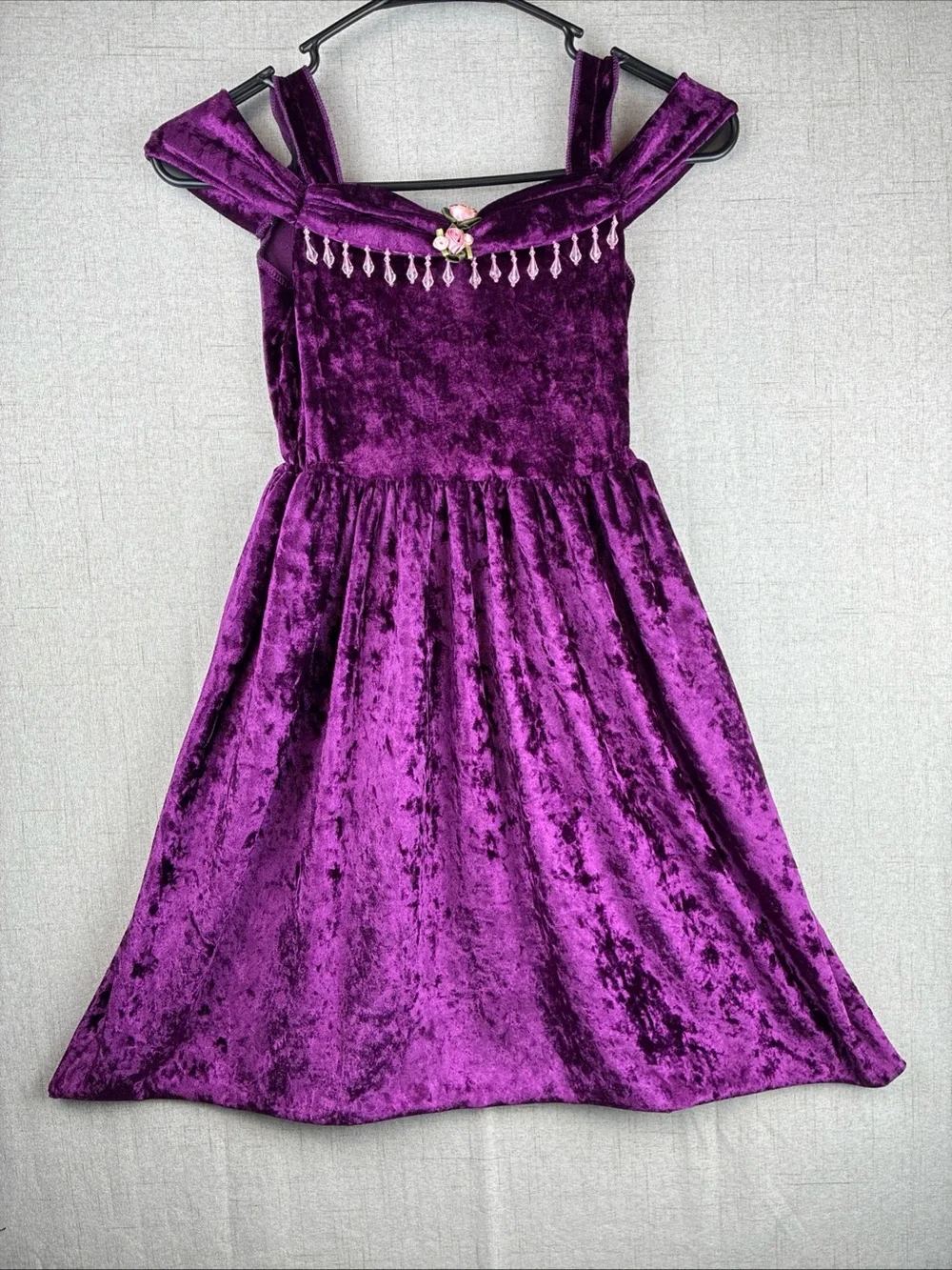 Teetot Purple Crushed Velvet Girls Halloween Costume Fairy Wings Tiara Pink Rose